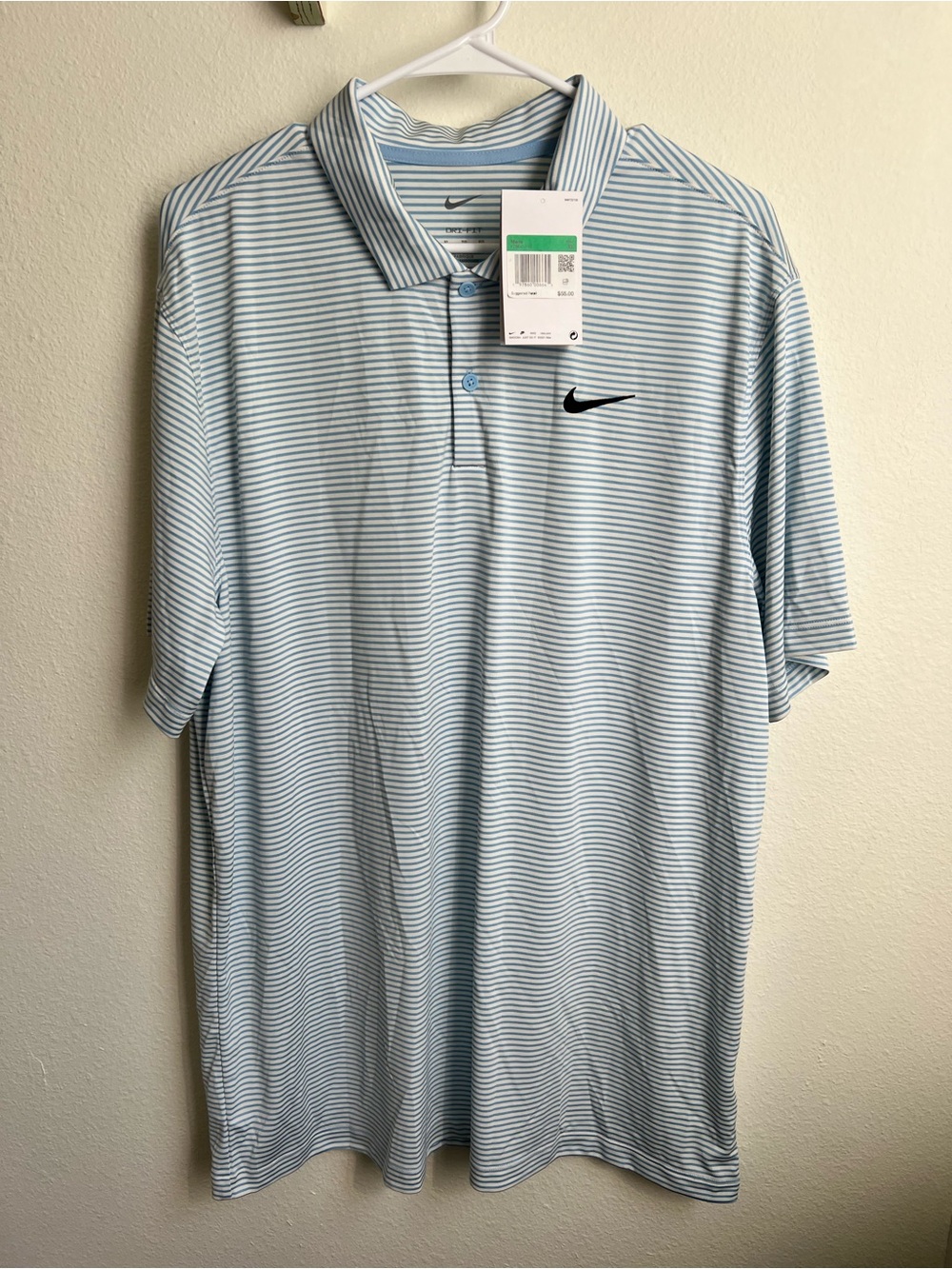 NWT Nike Men’s Light Blue Striped Dri-FIT Polo Shirt